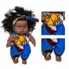 Uteruik Poupée noire de 20,3 cm - Bébé africain américain avec combinaison et bandeau - Cadeau danniversaire pour enfants 