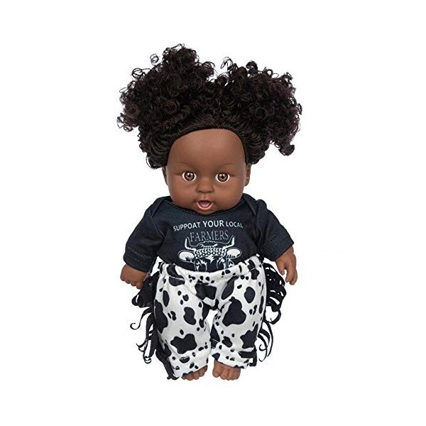 Uteruik Poupée noire fille 20,3 cm avec haut à manches longues et pantalon, vêtements pour enfants, cadeau danniversaire A