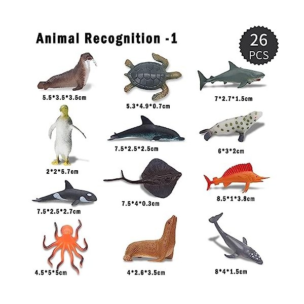 Steemjoey 26PCS Figures Animaux Marins Jouets, Océan Animaux Marins Jouets, Realistic Under The Sea Life Figurine Bain Jouets