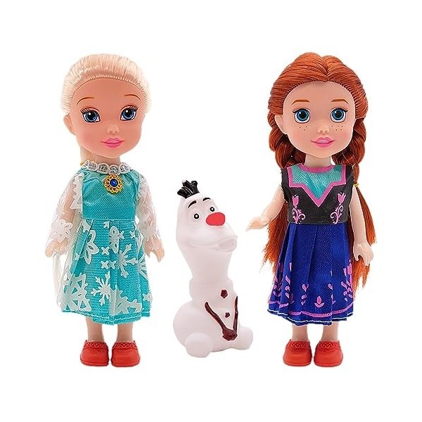 ZGCXRTO 3pcs Poupée Reine des Neiges, Neige et Glace Poupée Princesse, Princesse des Glaces Doll Set for Kids 3 and Up 6.29i