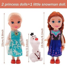 ZGCXRTO 3pcs Poupée Reine des Neiges, Neige et Glace Poupée Princesse, Princesse des Glaces Doll Set for Kids 3 and Up 6.29i