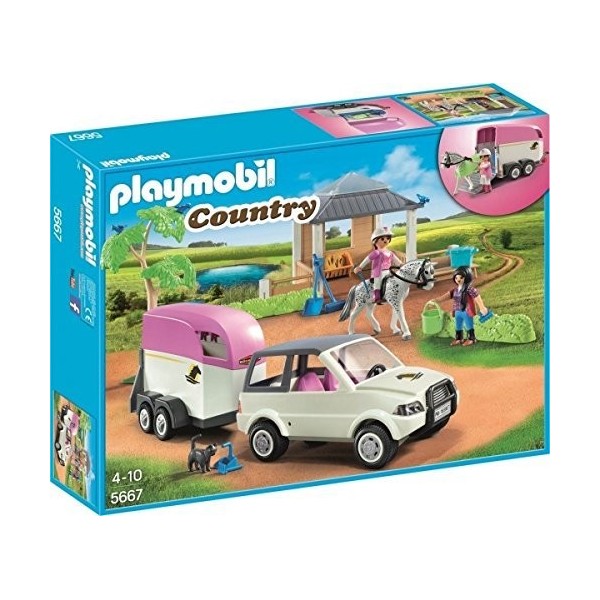 PLAYMOBIL 5667.0 Étable déquitation avec Jouet de Transport de Chevaux