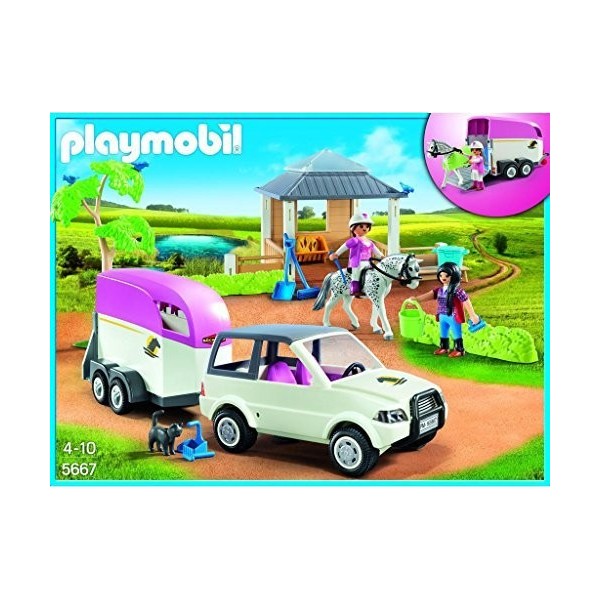 PLAYMOBIL 5667.0 Étable déquitation avec Jouet de Transport de Chevaux