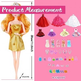 38 pièces de vêtements et Accessoires de poupée, Dont des Robes de mariée, des Jupes élégantes,des couronnes et des Sacs pour