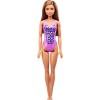 Barbie Plage poupée aux cheveux châtains en maillot de bain une pièce mauve, jouet pour enfant, FJD98