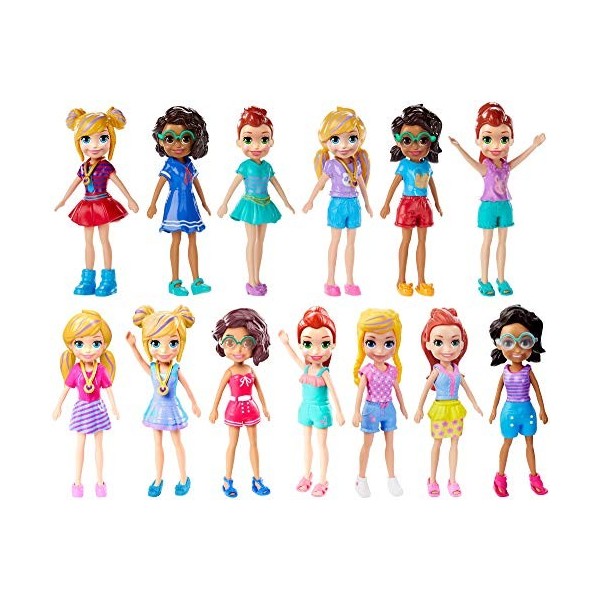 Polly Pocket Grande Figurine 7 cm avec tenue tendance, Polly, Shani ou Lila, modèle aléatoire, jouet enfant, FWY19