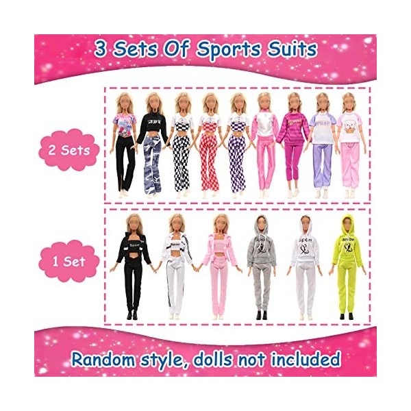 Festfun 8 Pcs Vêtement de Poupée Fashionista 6 Habits 1 Ensemble du Sport 1 Pyjama de Poupée de 11,5 Pouces Poupée Non Inclus