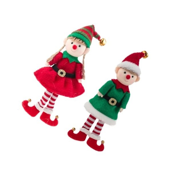 NOLITOY Poupée Elfe De Noël En Peluche Jumeaux Elfes De Père Noël En Peluche Mignons Avec De Longues Jambes Rayées Petit Joue
