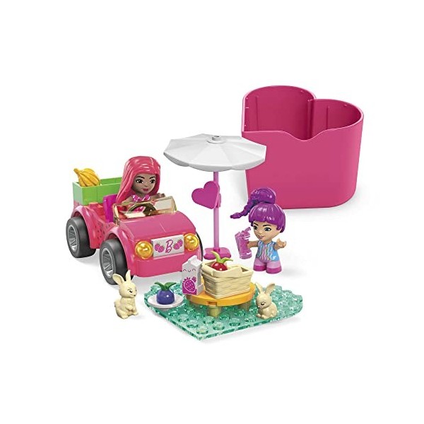 MEGA Barbie Coffret de Construction Road Trip en Décapotable avec 2 mini-poupées Barbie Color Reveal en 3 parties à assembler