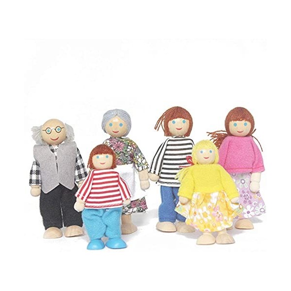 GIVBRO Lot de 6 maisons de poupées en bois pour enfants - Jouet pour la famille - Cadeau danniversaire