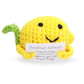 NQEUEPN Funny Positive Lemon, Mignon Jouet de Poupée Citron avec Carte dEncouragement Poupée Jouets au Crochet Décor Drôle d