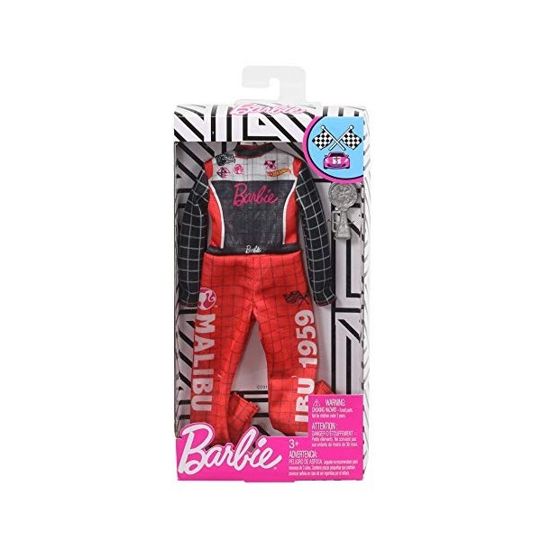 Barbie Clothes -- Career Outfit Doll, Racecar Driver Jumpsuit with Trophy, Multi