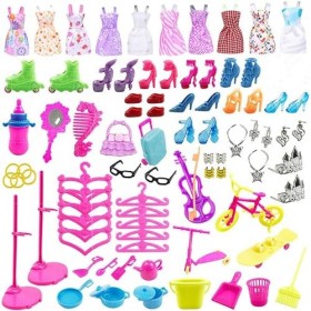 88PCS Ensemble Vêtements et Accessoires Poupée pour Poupée Barbie Filles Petite Princesse Barbie Vêtements 10Robes 78 Accesso