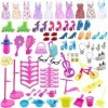 88PCS Ensemble Vêtements et Accessoires Poupée pour Poupée Barbie Filles Petite Princesse Barbie Vêtements 10Robes 78 Accesso