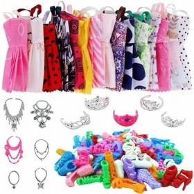 88PCS Ensemble Vêtements et Accessoires Poupée pour Poupée Barbie Filles Petite Princesse Barbie Vêtements 10Robes 78 Accesso