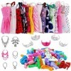 88PCS Ensemble Vêtements et Accessoires Poupée pour Poupée Barbie Filles Petite Princesse Barbie Vêtements 10Robes 78 Accesso