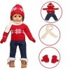 GIVBRO Vêtements de poupée chandail jeans pour poupées américaines de 45,7 cm habillé, écharpe, gants de Noël, vêtements déco