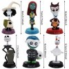 Nesloonp 6 PCS figurines de The Nightmare Before Christmas Statue, Voiture Faite à la Main Secouant la Tête Ornements Voiture