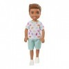 Barbie Chelsea Boy Doll Brunette Colorful Printed T-Shirt, Blue Shorts & White Shoes, Toy for Kids Ages 3 Years Old & Up