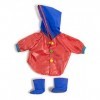 Miniland- Traje Lluvia Botas 40CM Robe pour poupées de 40 cm, 31556, Rouge-Bleu, 38-40 cm