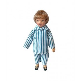 Melody Jane Dolls House Pyjama petit garçon en porcelaine Bleu et blanc Échelle 1/12 Personnes