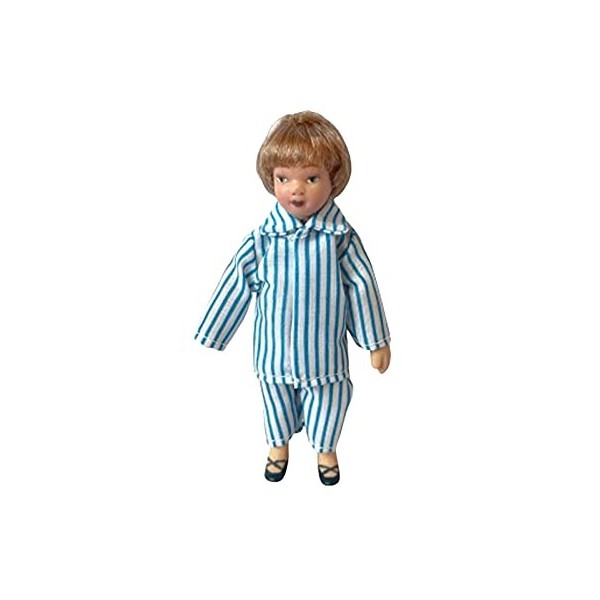 Melody Jane Dolls House Pyjama petit garçon en porcelaine Bleu et blanc Échelle 1/12 Personnes