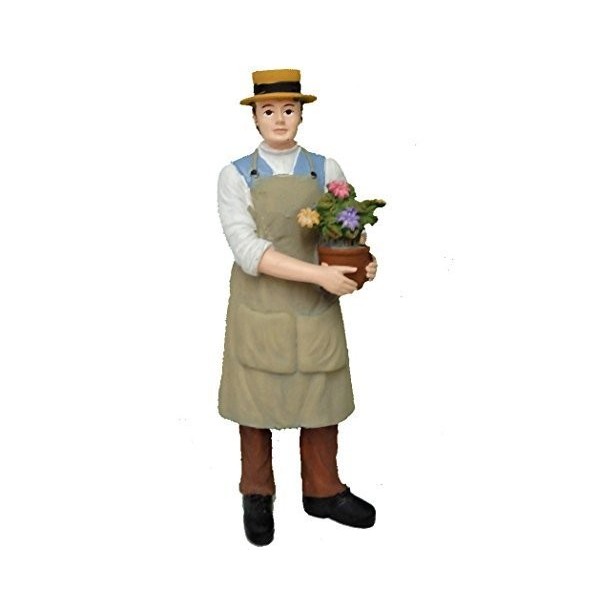 Melody Jane Poupées People Man avec Fleurs en Pot Jardinier Résine Figurine