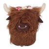 Yreeew Highland Vache en Peluche Poupées de Bétail écossais Ferme Nains Nordiques Nains de Veau avec Fleurs Cadeau de Pépiniè