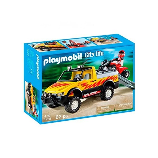 Playmobil - 4228 - Pick-up et quad de course rouge