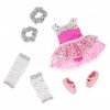 Glitter Girls Ballerina Outfit Hearts & Stars – Ballet Dress, Hair Elastics, Shoes – 14-inch Clothes & Accessories for Dolls 