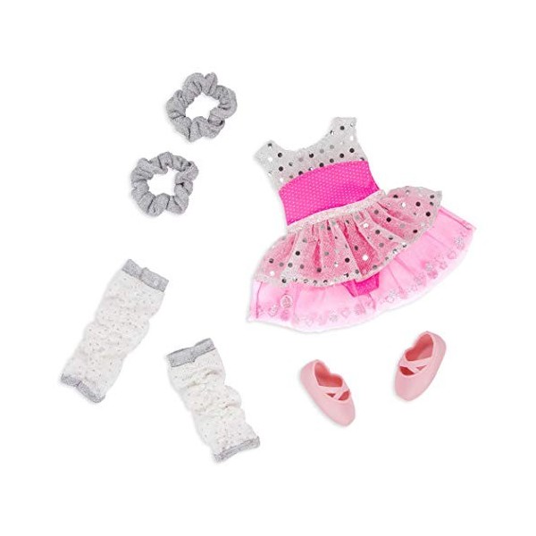 Glitter Girls Ballerina Outfit Hearts & Stars – Ballet Dress, Hair Elastics, Shoes – 14-inch Clothes & Accessories for Dolls 