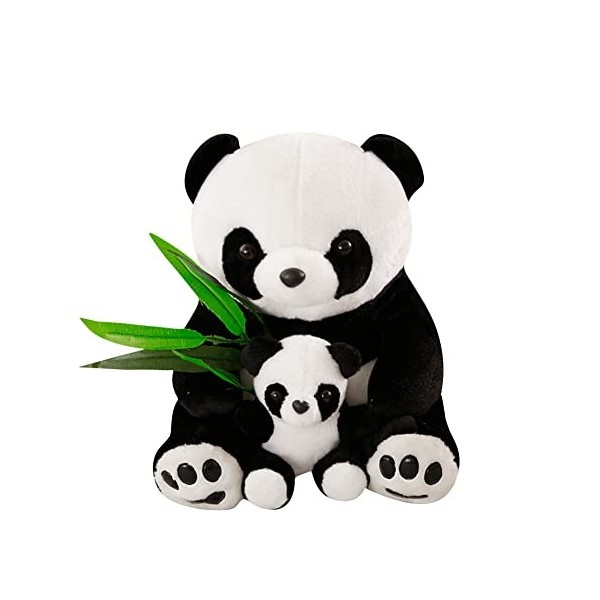 Rongchuang Animaux en Peluche Panda en Peluche avec BéBé Panda, BéBé Panda GéAnt Doux Bambou Mignon Oreiller CâLin Coussin Po