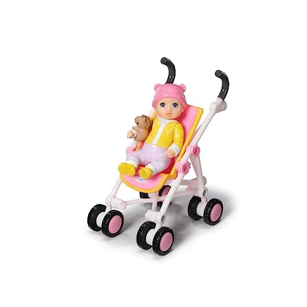 BABY born Minis Set avec Poussette & Eli 906156 - Poupée de 6,5 cm avec accessoires exclusifs et 1 corps mobile pour un jeu r