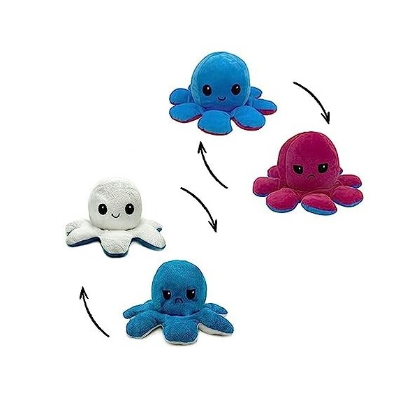 Peluche en forme de pieuvre, réversible, double face, mignonne, poupée, créative, conçue spécialement pour les enfants