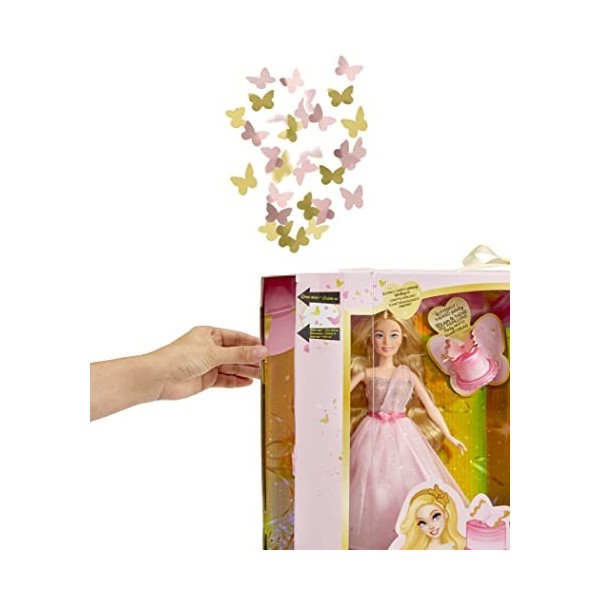 MGA Poupée Dream Ella Lets Celebrate - Aria - Poupée Mannequin Blonde de 29 cm avec des confettis Roses & dorés & 5 Accessoi