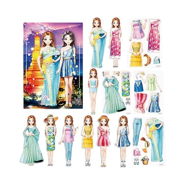 Holdes Poupées à Habiller magnétiques, Jouets de poupée interactifs à Habiller, Jeux magnétiques, Poupée en Papier à Habiller