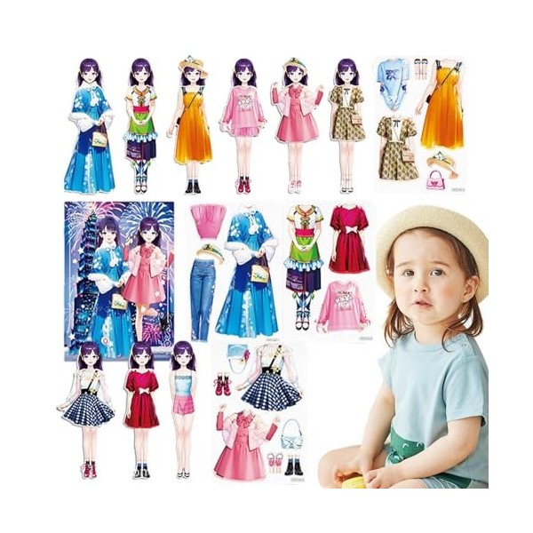 Holdes Poupées à Habiller magnétiques, Jouets de poupée interactifs à Habiller, Jeux magnétiques, Poupée en Papier à Habiller