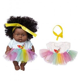 Uteruik Poupée noire de 20,3 cm - Poupée africaine américaine avec robe et bandeau - Cadeau danniversaire de Noël pour enfan