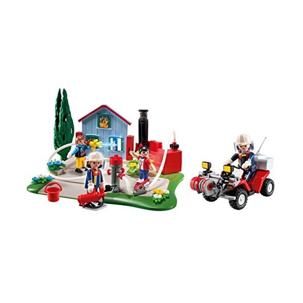 Playmobil - 5169 - Figurine - Compact Set Anniversaire - Brigade De Pompiers avec Quad