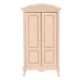 Srliya 1: 12 Accessoires de Meubles de Maison de Poupée Armoire à Double Porte Maison de Poupée Mini Armoire Maison de Poupée