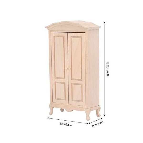 Srliya 1: 12 Accessoires de Meubles de Maison de Poupée Armoire à Double Porte Maison de Poupée Mini Armoire Maison de Poupée