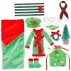 Couture Vêtements pour poupée Elfe Ensemble 11 pièces Mignon Mini kit Elfe de Noël avec Sac de Couchage, Peignoir, Lunettes, 