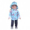 Uteruik Vêtement de pluie pour poupée American Girl 46 cm - Tenue décontractée - Manteau et pantalon chapeau - Accessoire de 