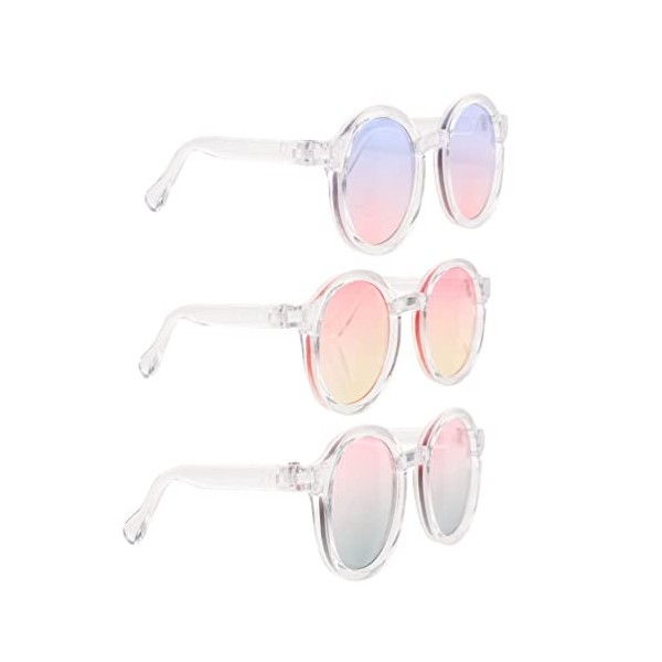 ibasenice 3 Pièces 6 Points Poupée Lunettes Lunettes De Soleil Claires en Plastique Bébé Poupée Lunettes en Plastique Transpa