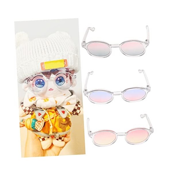 ibasenice 3 Pièces 6 Points Poupée Lunettes Lunettes De Soleil Claires en Plastique Bébé Poupée Lunettes en Plastique Transpa