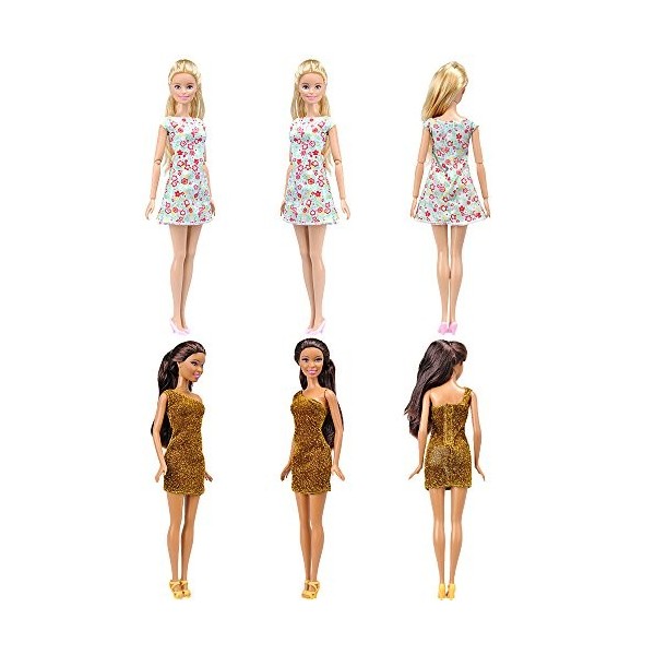 E-TING 5pcs mode Mini robe pour Barbie Doll robe courte à la main vêtements robe 5pc 