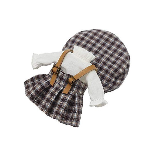 Jilibaba Vêtements de poupée Plaid Costume Accessoires Cadeau Enfants Jouet pour OB 11 Obitsu11 1/12 Poupée BJD 3 Pièces Styl