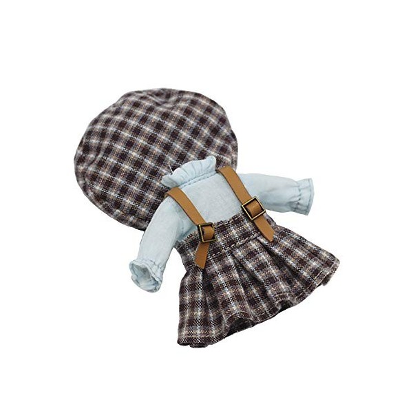 Jilibaba Vêtements de poupée Plaid Costume Accessoires Cadeau Enfants Jouet pour OB 11 Obitsu11 1/12 Poupée BJD 3 Pièces Styl