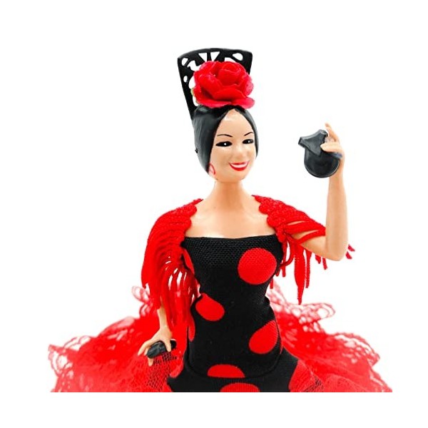 Folk Artesanía Poupée Andalouse Flamenco 19 cm Robe à Pois avec Queue dansante NR