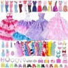 Lot de 65 vêtements et accessoires de poupée compatibles avec les vêtements Barbie, 13 robes + 5 sacs à main + 20 chaussures 